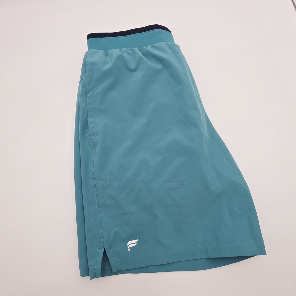 Fabletics The 7" Fundamental Short II Men's Medium Lined Seafoam Blue Drawstring